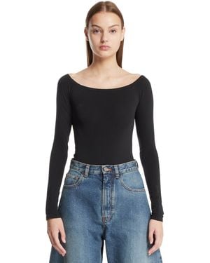 Alaïa Off-The-Shoulder Knit Bodysuit - Black