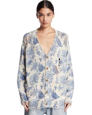 R13 Cardigan A Fiori - Blu