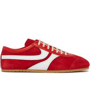 Dries Van Noten Suede Panel Trainers - Red