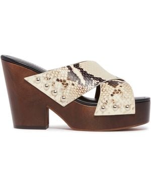 Paris Texas Python Print Clog Sandals - Brown