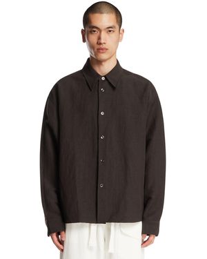 Studio Nicholson Linen And Wool Overshirt - Black