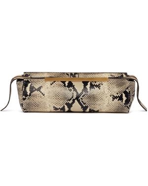 KHAITE Snakeskin-Print Clutch - Metallic