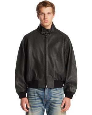 Studio Nicholson Leather Bomber Jacket - Black
