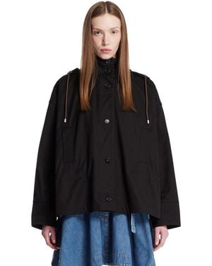 Loewe Cotton And Silk Hooded Jacket - Black