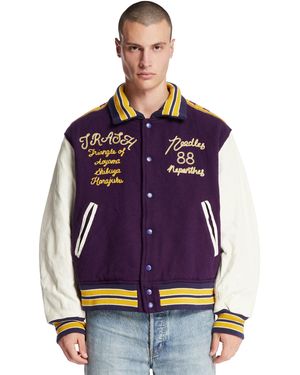 Needles Embroidered Varsity Jacket - Purple
