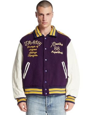 Needles Embroidered Varsity Jacket - Purple