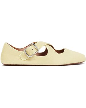 Alaïa Cross-Strap Flat Ballerinas - Natural