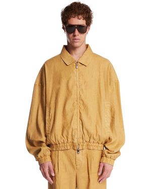 Purple Denim Linen Jacket - Metallic