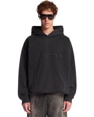 Purple Denim Logo Hoodie - Black