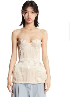 Magda Butrym Long Silk Corset Top - White