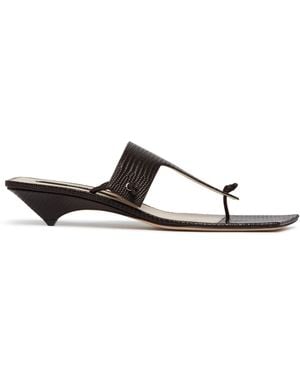 Christen Edge Leather Thong Sandals - Brown
