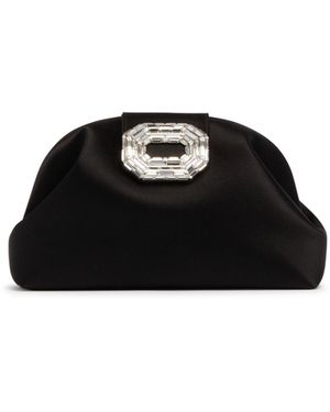 AMINA MUADDI Camelia Satin Clutch - Black
