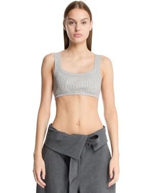 The Attico Top Con Strass Grigio