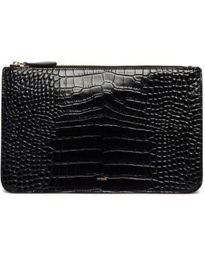 TOTEME Threefold Croc-Embossed Pouch - Black