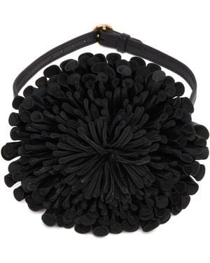 Alaïa Leather Flower Choker - Black