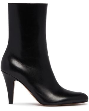 The Row Ornella Leather Booties - Black