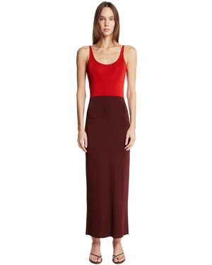 Fendi Abito Color Block Rosso