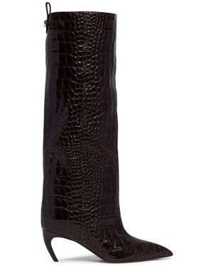 The Attico Lea Python-Print Leather Boots - Black