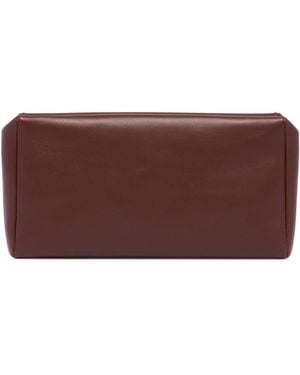 The Row Square Compact Leather Clutch - Brown