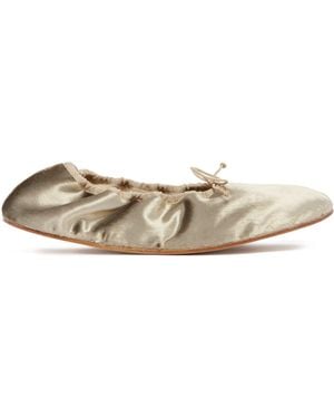 The Row Rounded Velvet Ballet Flats - Natural