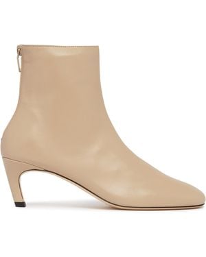 TOTEME Leather Ankle Boots - Natural