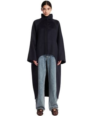 Alaïa Asymmetric Double-Face Cashmere Coat - Blue