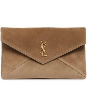 Saint Laurent Large Cassandre Envelope Pouch - Brown