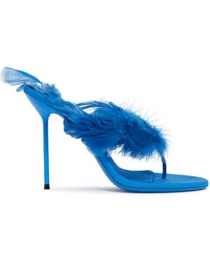 Paris Texas Lidia Feather Mules - Blue