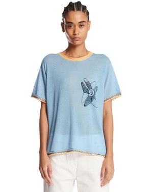 Adrian Cashmere Symbiosis T-Shirt - Blue