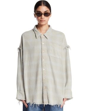 R13 Camicia A Quadri Azzurra - Bianco