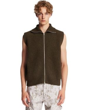 Jil Sander Ribbed Wool Vest - Brown