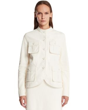 Tom Ford Short Leather Jacket With Patch Pockets - White