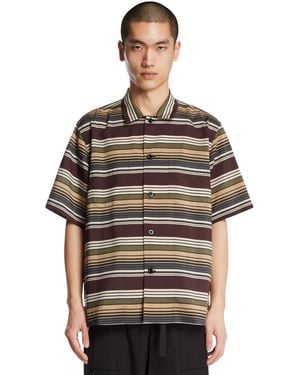 Sacai Short-Sleeve Striped Shirt - Brown