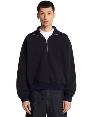 Jil Sander Cotton Zip-Up Sweatshirt - Blue