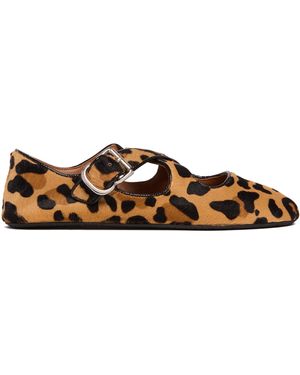 Alaïa Ballerine Flat Incrociate Leopardate - Marrone
