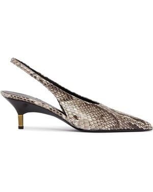 KHAITE Bella Low Python-Print Court Shoes - Metallic