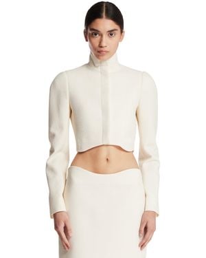 Alaïa Tailored Wool Crepe Jacket - White