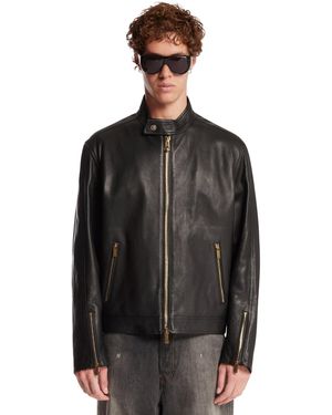 Versace Leather Biker Jacket - Black