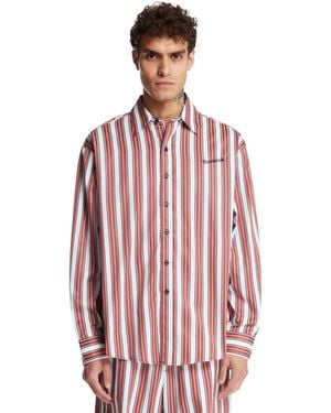 Sanderlak Boardroom Striped Oversized Shirt - Red