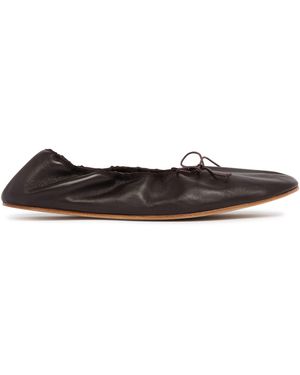 The Row Rounded Leather Ballet Flats - White