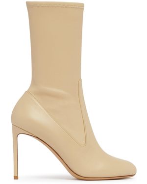 Francesco Russo Leather R1B1058 Mid-Calf Boots - Natural