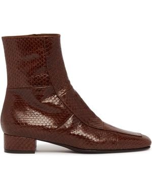 Herbert Levine Leather Shadow Ban Ankle Boots - Brown