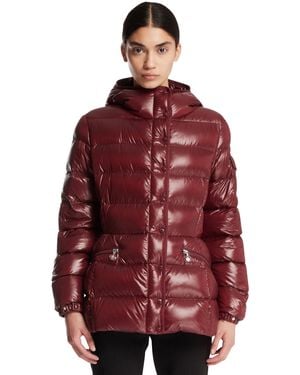 Moncler Burgundy Barante Short Down Jacket With Hood - Red