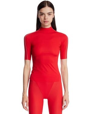 Nike Skims Studio Stretch Mock Neck Top - Red