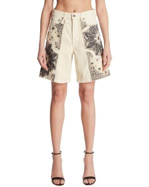 R13 Relaxed Applique Bermuda Shorts - Natural