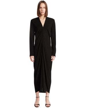 The Row Midi V-Neck Dress - Black