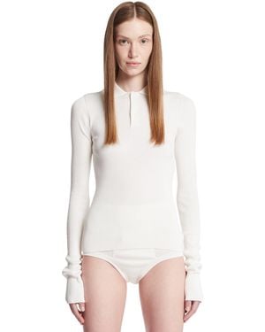 Rier Silk Long-Sleeve Polo - White
