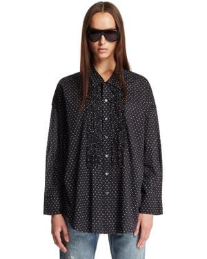 R13 Polka Dot Ruffle Shirt - Black
