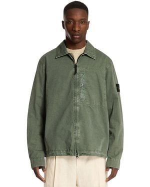 Stone Island Cotton Zip Overshirt - Green