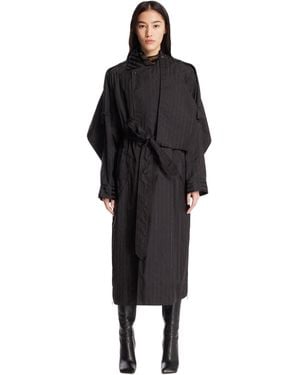 Setchu Trench Cappa A Righe Nero
